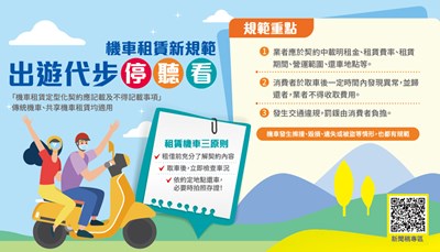 115年7-9月消費者保護宣導-機車租賃新規範 出遊代步停聽看